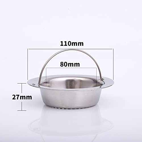 SYGA Stainless Steel Sink Strainer Basket with Handle 11cm/4.33inch Large Wide Rim Anti Clogging Mesh Drain Filter Vegetable Hair Catcher Drain Cover for Most Bathroom Kitchen Home Sinks Drain-Silver - Image 2