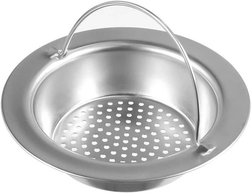 SYGA Stainless Steel Sink Strainer Basket with Handle 11cm/4.33inch Large Wide Rim Anti Clogging Mesh Drain Filter Vegetable Hair Catcher Drain Cover for Most Bathroom Kitchen Home Sinks Drain-Silver - Image 1