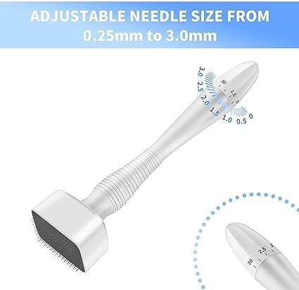 TAMADAA HR MALL Derma Stamp for Hair Growth Titanium Coated Adjustable Needles 05mm to 3mm 140 Microneedling Stamp for Skin Repair Face Hair Beard Growth Reduces Acne Scars Safe Effective To Use - Image 4