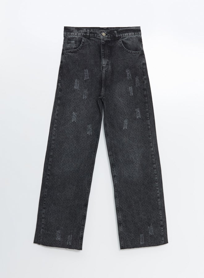 LC WAIKIKI Wide Leg Ripped Detailed Women's Jean Trousers - Image 5