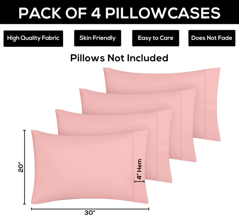 Utopia Bedding Queen Pillow Cases - 4 Pack - Envelope Closure - Soft Brushed Microfiber Fabric - Shrinkage and Fade Resistant Pillow Covers Queen Size 20 X 30 Inches (Queen, Pink) - Image 3