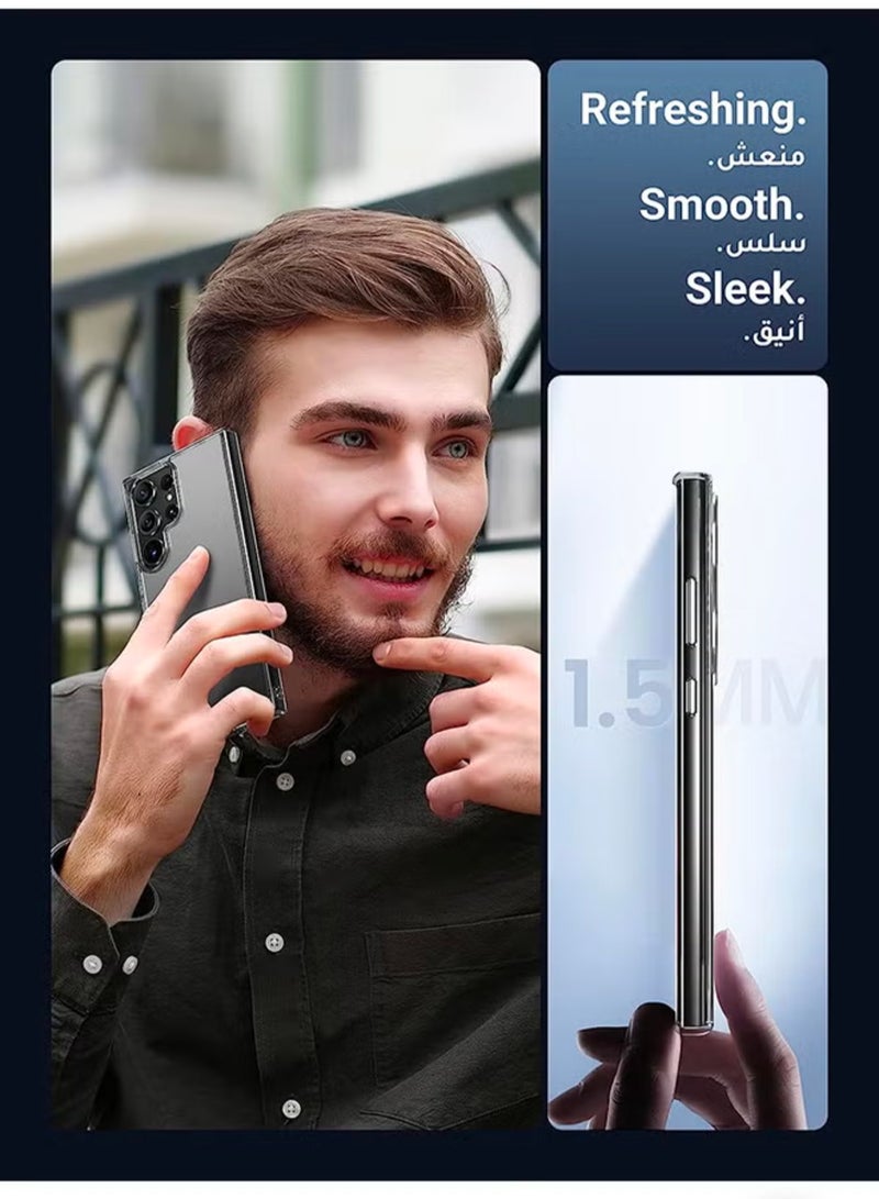 Galaxy S23 Ultra Clear Case (6.8 inch), Zero-Fingerprints Anti-scratch Matte Back Cover, Slim and Soft TPU Protector, Full Coverage Drop Protection - Clear - Image 2