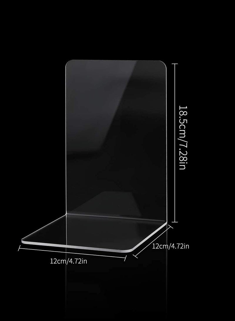 Excefore 2 Pairs Clear Acrylic Bookends Acrylic Book Ends for Book Shelves for School Supplies Library Books Office Book Holder - Image 2