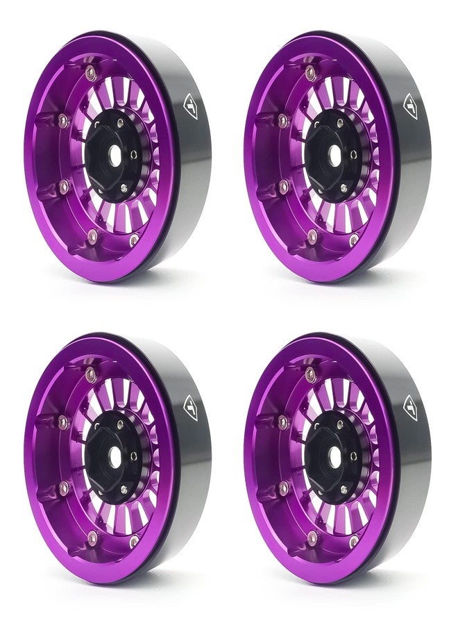 TREAL 1.9 Beadlock Wheels 1.9 Inch Beadlock RC Wheel Rims Set (4) for 1:10 RC Crawler Axial SCX10 II 90046 SCX10 III AXI03007 Capra TRX4 12mm Hex -Type J(Black) - Image 2