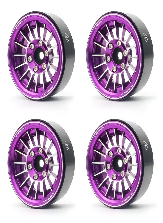 TREAL 1.9 Beadlock Wheels 1.9 Inch Beadlock RC Wheel Rims Set (4) for 1:10 RC Crawler Axial SCX10 II 90046 SCX10 III AXI03007 Capra TRX4 12mm Hex -Type J(Black) - Image 1