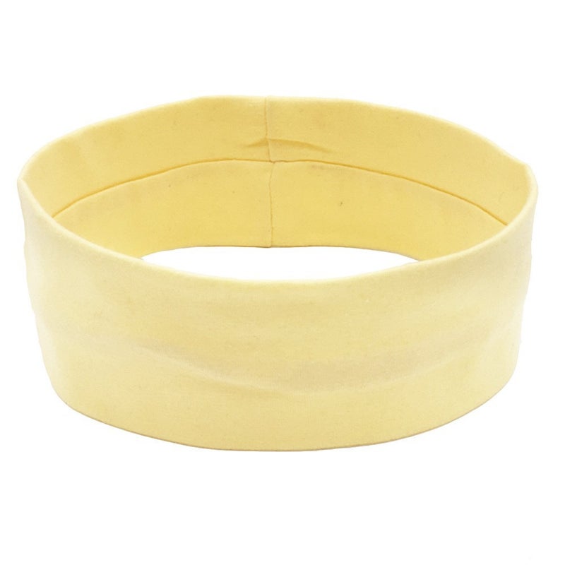 Generic Korean Yoga Elastic Headband Cotton Sweatband Light yellow 