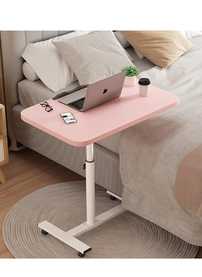 PENG GENERAL - Mobile Overbed Table with Wheels, Laptop Computer Standing Desk Cart with Tray Pink - Image 1