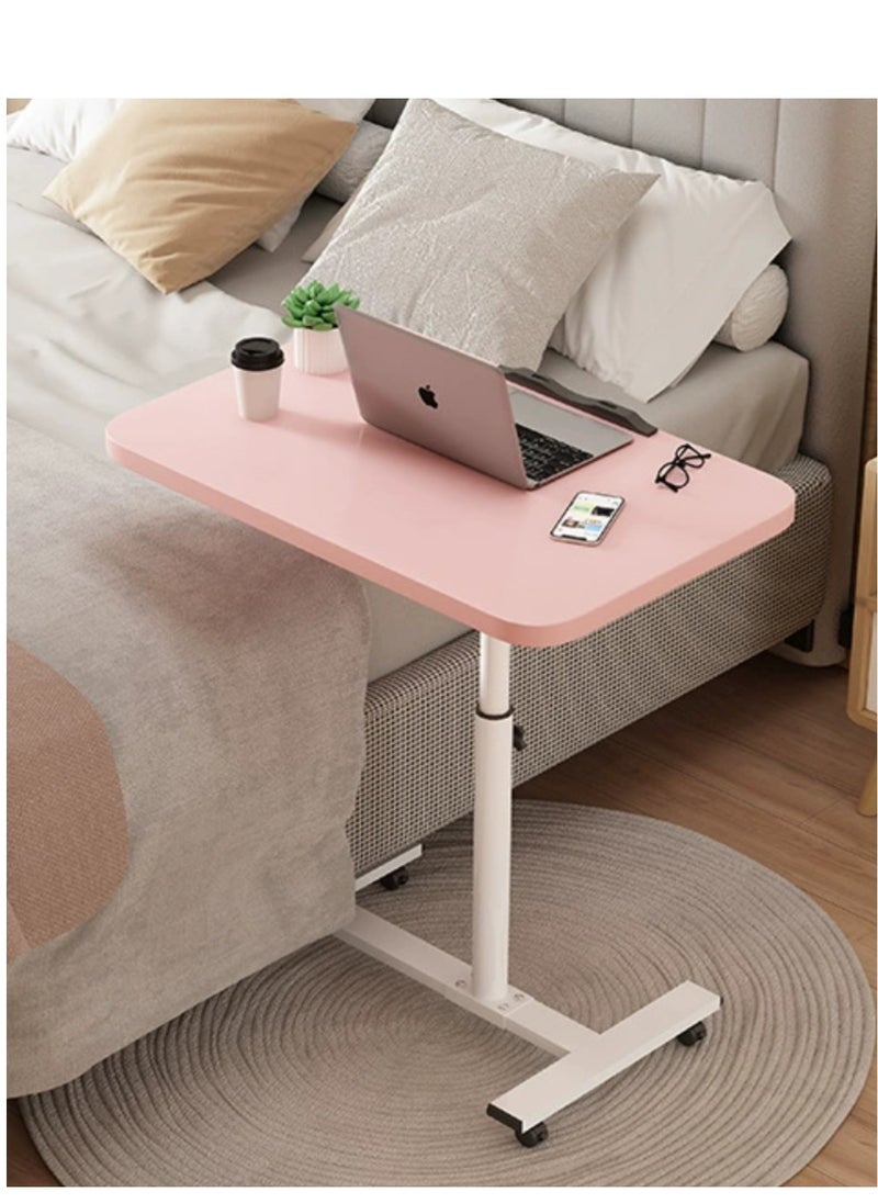 PENG GENERAL - Mobile Overbed Table with Wheels, Laptop Computer Standing Desk Cart with Tray Pink - Image 1