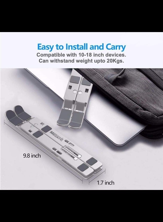 Generic Laptop Stand for Desk with 7 Adjustable Angles, Aluminum Ergonomic Foldable Portable Compatible with All Brands 6-17.3 [with Pouch] [with Wire Protectors] (Metallic Silver)  - Image 5