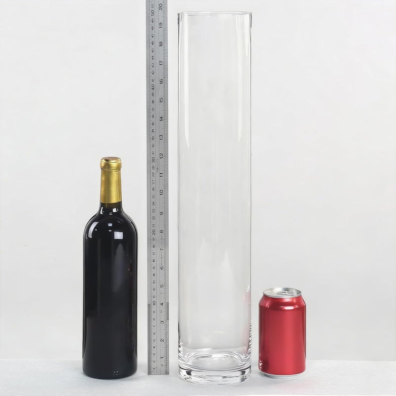CYS EXCEL Clear Glass Cylinder Vase (H:20" D:4") | Multiple Size Choices Glass Flower Vase Centerpieces | Hurricane Floating Candle Holder Vase - Image 2
