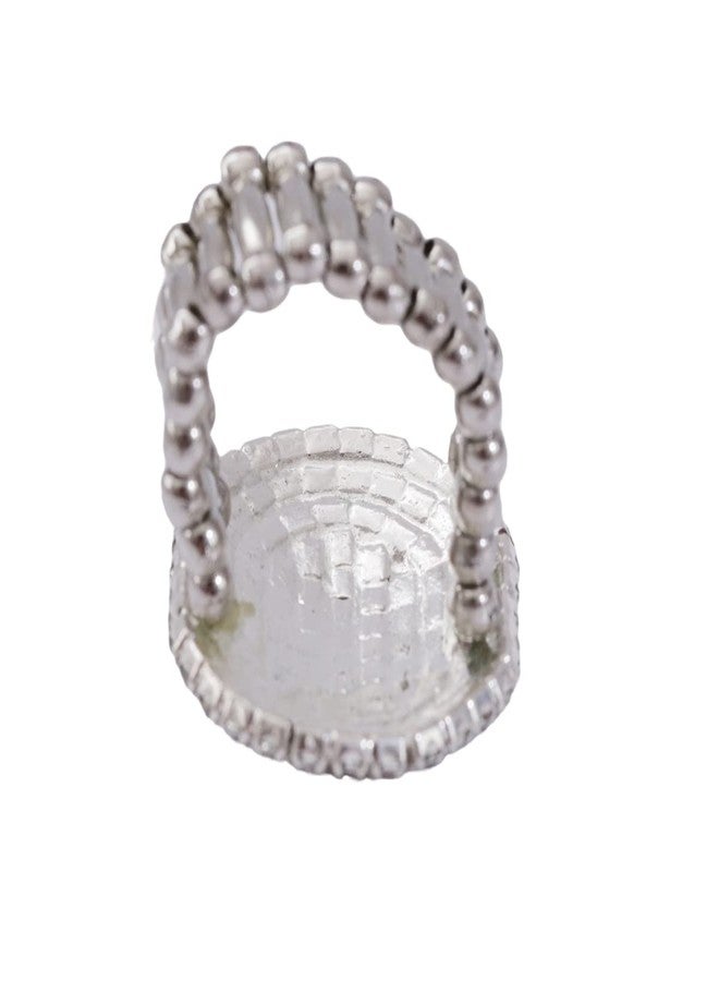 Aoxmas Women Adorable Crystal Rhinestones Oval Design Stretch Fashion Ring Shinning Silver Plated - Image 5