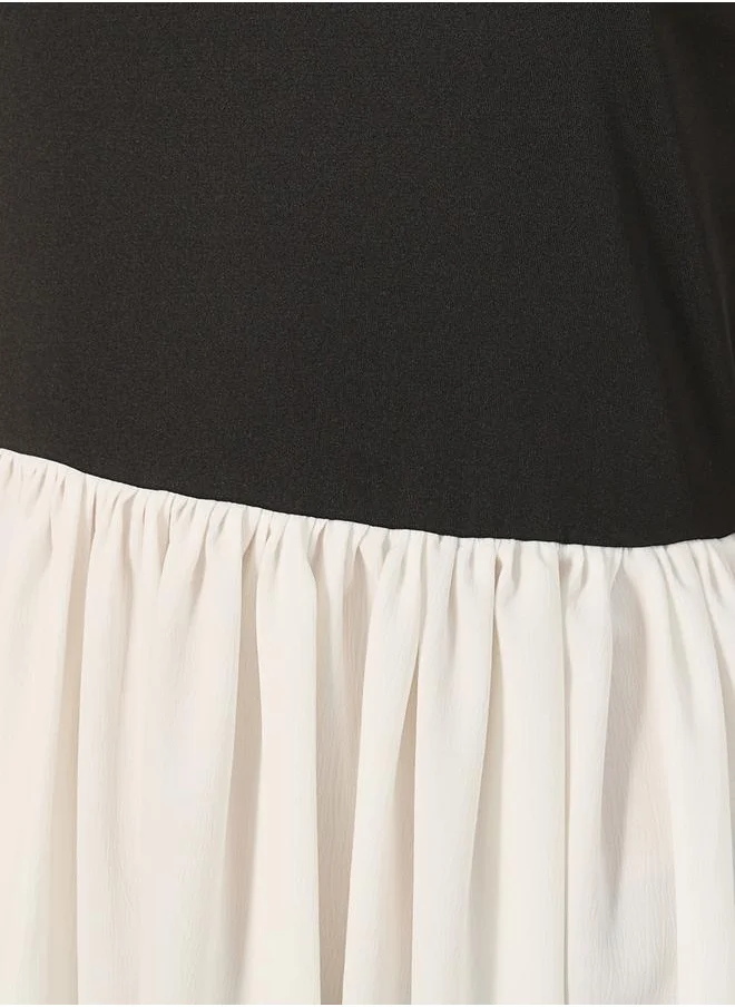 Styli Color Block Sleeveless A-Line Midi Dress