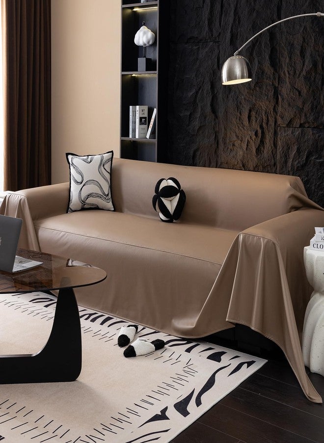vctops Waterproof Thick PU Leather Sofa Covers for Sectional Sofa Luxury Couch Cover for Dogs Loveseat Covers Futon Cover L Shaped Cover Wipeable Couch Protector (Light Coffee,71"x91") - Image 5