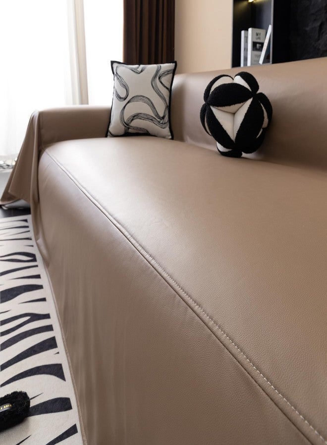 vctops Waterproof Thick PU Leather Sofa Covers for Sectional Sofa Luxury Couch Cover for Dogs Loveseat Covers Futon Cover L Shaped Cover Wipeable Couch Protector (Light Coffee,71"x91") - Image 3