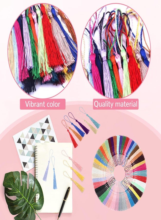 fuceury 225 Pieces Bookmark Tassels, 45 Colors Bookmark Tassels Bulk Tassels for Bookmarks Tassels for Crafts, Jewelry Making - Image 3