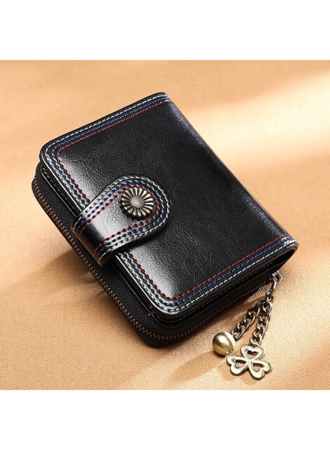 Viney Leather Wallet For Women, Short Foldable Zipper Purse, Multi-card Slots, Large Capacity, Student Coin Purse, Light Luxury Leather Card Holder - Image 3
