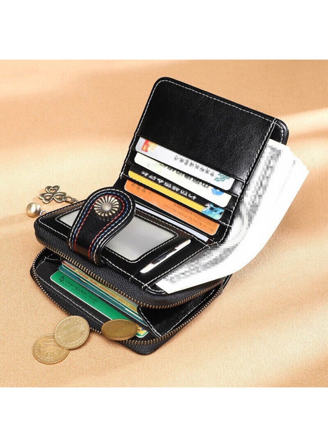 Viney Leather Wallet For Women, Short Foldable Zipper Purse, Multi-card Slots, Large Capacity, Student Coin Purse, Light Luxury Leather Card Holder - Image 1