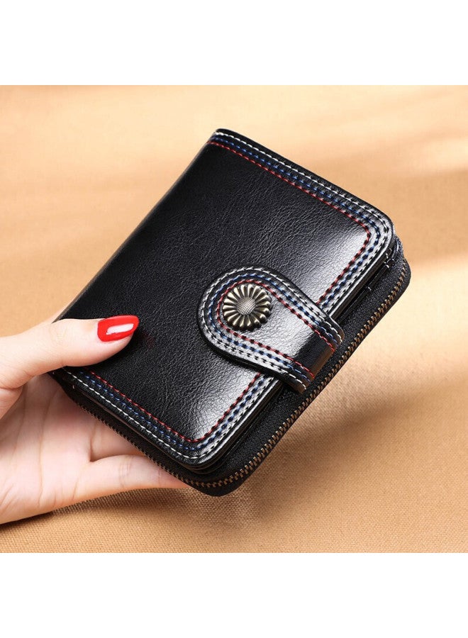Viney Leather Wallet For Women, Short Foldable Zipper Purse, Multi-card Slots, Large Capacity, Student Coin Purse, Light Luxury Leather Card Holder - Image 2
