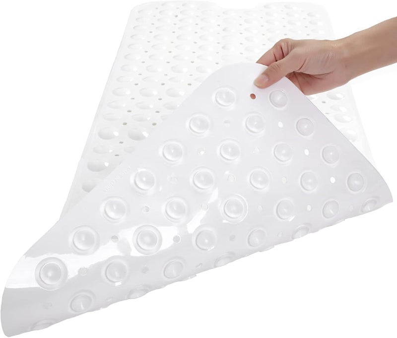 Linoows Bathtub and Shower Mats, Extra Long Non-Slip Bath Mat 39 x 16 Inch, Machine Washable Bath Tub Mat with Suction Cups & Drain Holes for Bathroom, White - Image 2