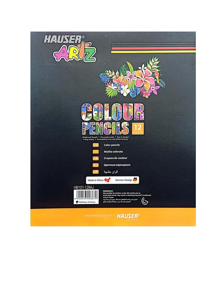 Hauser Germany 12 PIECES COLOUR PENCILS JUMBO METALLING MULTICOLOLR - Image 2