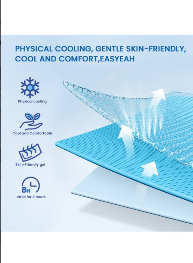 سوميفون عبوة من 10 لصقات خافضة للحرارة - تبريد فيزيائي لخفض الحرارة، وتسكين طبيعي للصداع والصداع النصفي، لصقات جل ناعمة، لصقات خافضة للحرارة للأطفال، وتسكين صداع التوتر/التهاب الجيوب الأنفية، ولصقات للوقاية من الصداع وتبديد الحرارة. - Image 2