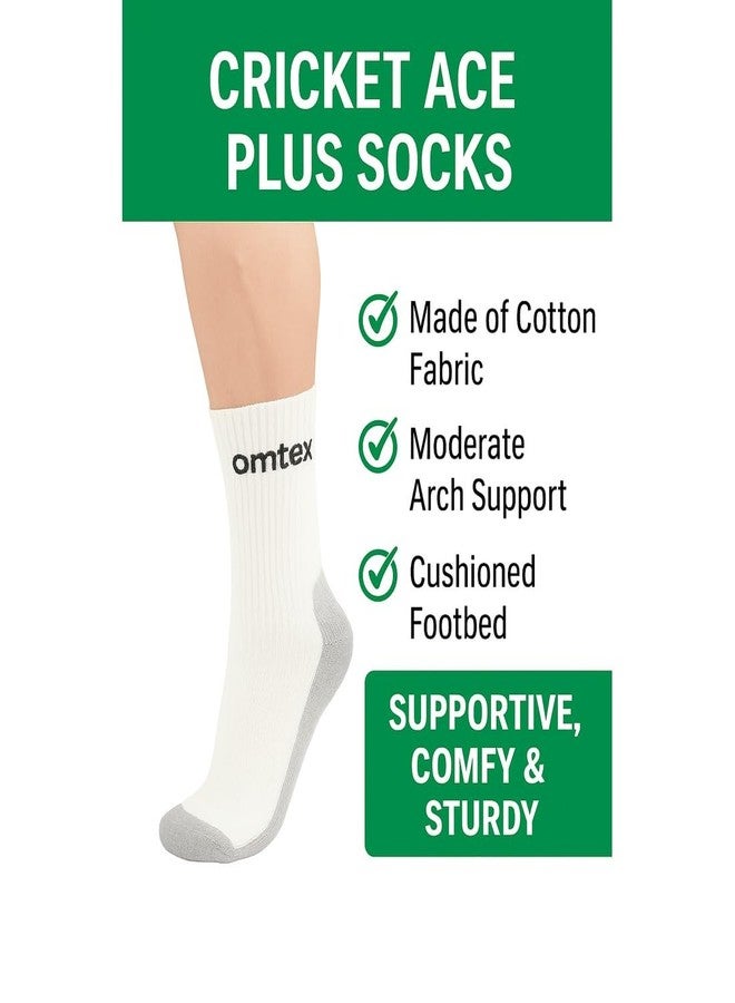 omtex Calf Length Cricket ACE Plus Socks For Comfort And Sweat Absorption, Elastic For Sturdy Grip And Durability (Off-White) - FREE SIZE (Pack of 1) - Image 5