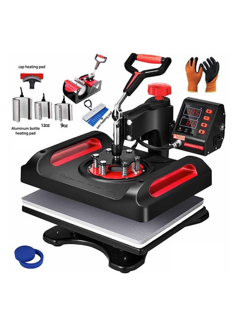 9-in-1 Heat Press Machine-Multifunction Heat Transfer Sublimation Swing Away Machine With 360° Rotation For T-Shirts,Mugs,Hats,Plates With Heat Resistant Gloves