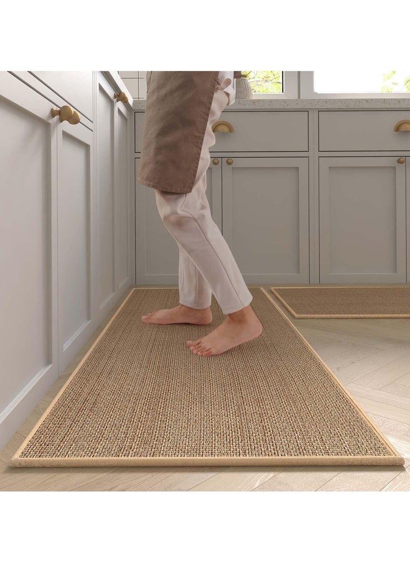 XICEN Kitchen Floor Mat 2pcs Set,  Non-slip Absorbent Natural Rubber Kitchen Carpet,  For Kitchen Floor,  Sink, Corridor, Living Room Balcony, Laundry Room (44*75+44*120cm)  - Image 1