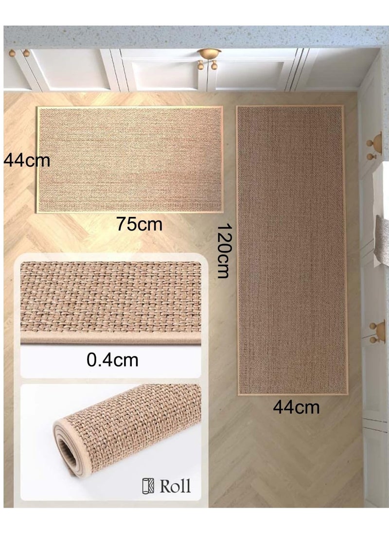 XICEN Kitchen Floor Mat 2pcs Set,  Non-slip Absorbent Natural Rubber Kitchen Carpet,  For Kitchen Floor,  Sink, Corridor, Living Room Balcony, Laundry Room (44*75+44*120cm)  - Image 2