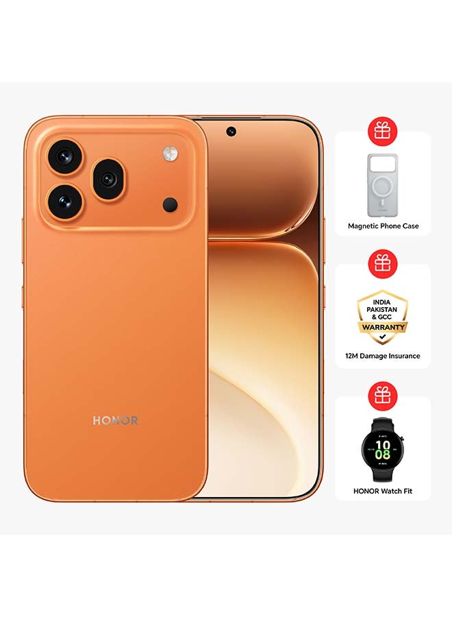 Honor 600 Pro 5G Dual SIM 12GB RAM 512GB Orange With Free  Choice Watch Fit + Magnetic Phone Case + 12M Damage Insurance - Middle East Version - Image 1