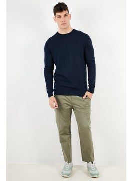 Tchibo Men Crew Neck Ribbed Long Sleeve Sweatshirt, Navy Blue  - Image 4