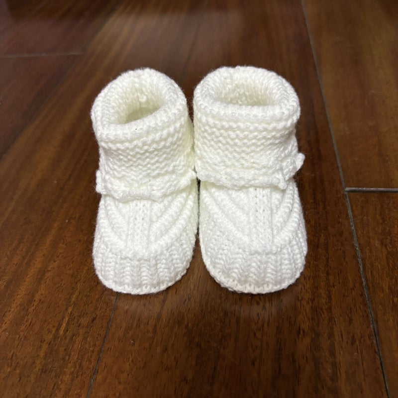 Qi Ta Handmade Knitted Baby Socks Shoes for Newborns, Cotton Breathable Anti-Slip Winter Spring Autumn, 0-3-6 Months, Cartoon Style - Image 1