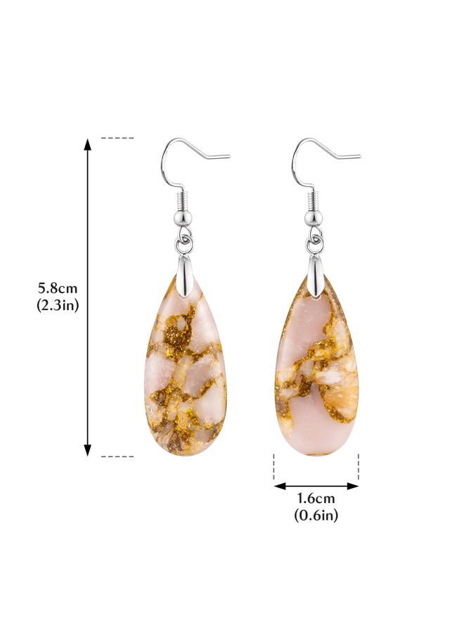 HAISWET Stone Drop Earrings for Women Teardrop Created Imperial Jasper Dangle Drop Earrings, Medium, Stone, No Gemstone - Image 4