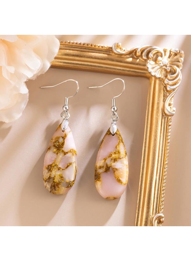 HAISWET Stone Drop Earrings for Women Teardrop Created Imperial Jasper Dangle Drop Earrings, Medium, Stone, No Gemstone - Image 3