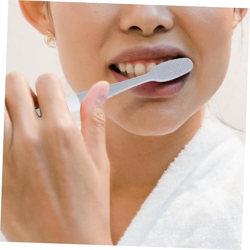 فرشاة أسنان سيليكون ناعمة مكشطة اللسان 8 قطع مجموعة العناية بالفم أزرق - Image 5