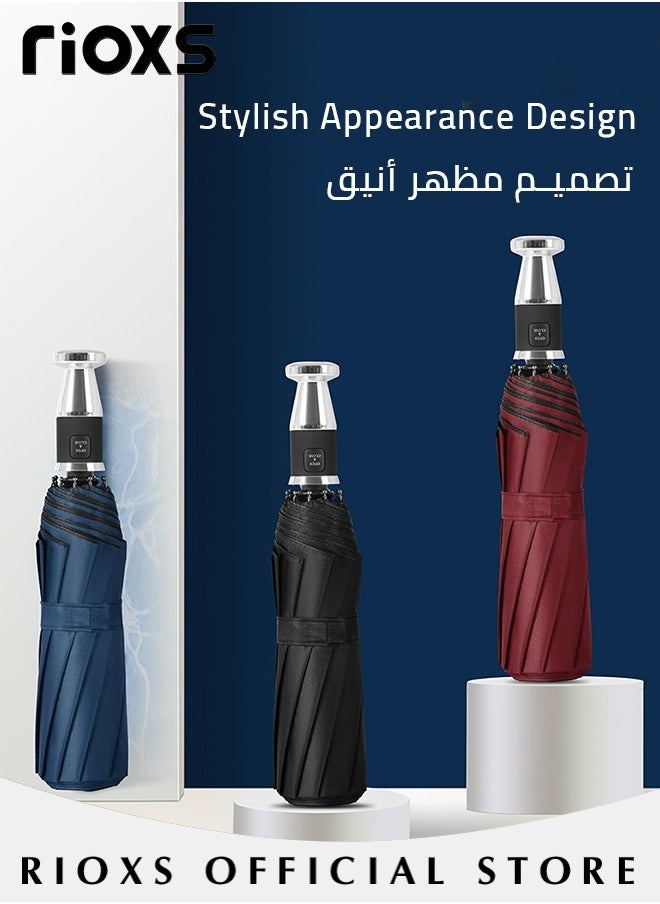 RIOXS - Compact Travel Umbrella with Automatic Open/Close Handle and UV Protection, Automatic Umbrella with Strong Windproof Waterproof Ability and Durability, High Cost-effective Portable Umbrella, Convenient to Carry - Image 1