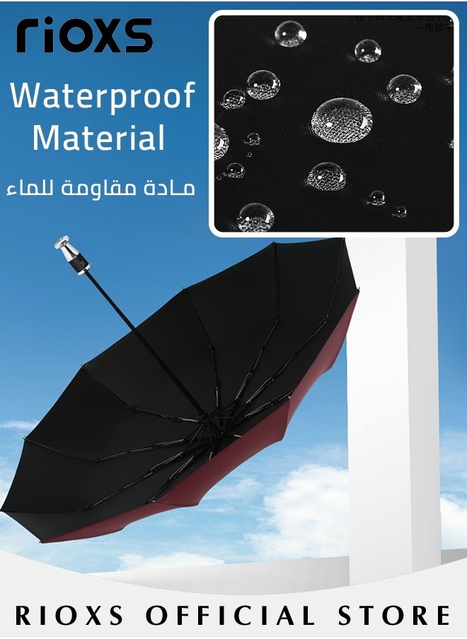 RIOXS - Compact Travel Umbrella with Automatic Open/Close Handle and UV Protection, Automatic Umbrella with Strong Windproof Waterproof Ability and Durability, High Cost-effective Portable Umbrella, Convenient to Carry - Image 1