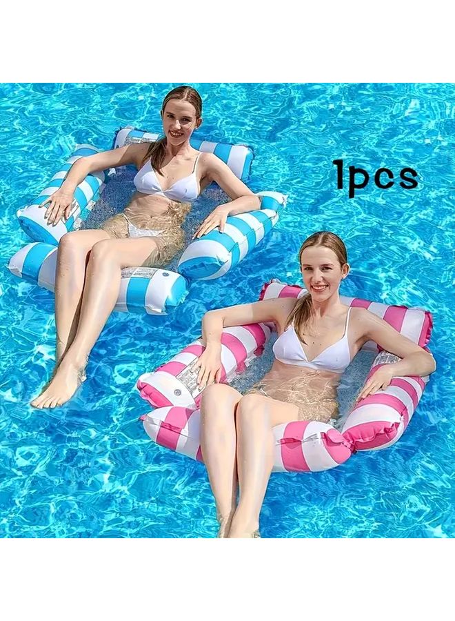 Pink Inflatable Lounge Chair For Adults With Mesh Pocket Durable PVC Pool Float - Image 3