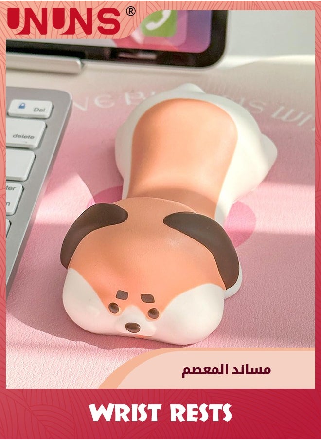 UNUNS مسند معصم، مسند معصم مريح من إسفنج الذاكرة لدعم مسند الذراع للفأرة والكمبيوتر، وسادة معصم لطيفة على شكل حيوانات للمكتب، وسادة معصم بطيئة الارتفاع من مادة البولي يوريثان (كلب)  - Image 1