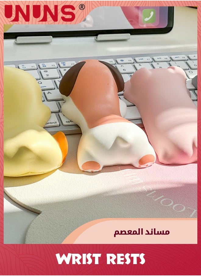 UNUNS مسند معصم، مسند معصم مريح من إسفنج الذاكرة لدعم مسند الذراع للفأرة والكمبيوتر، وسادة معصم لطيفة على شكل حيوانات للمكتب، وسادة معصم بطيئة الارتفاع من مادة البولي يوريثان (كلب)  - Image 2