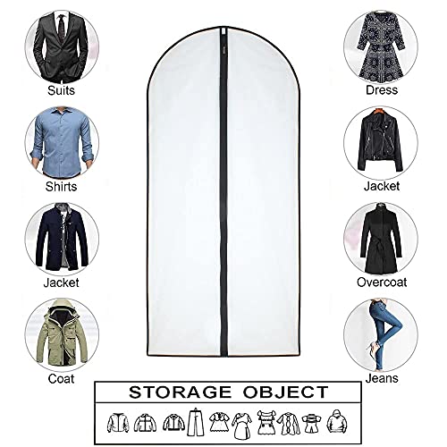 HomeClean Garment Bags for Hanging Clothes (Set of 6) Black Side Breathable Garment Bag Clothes Cover Clear Full Zipper Bags for Suit Clothes Storage (24'' x 48'', Black) - Image 3