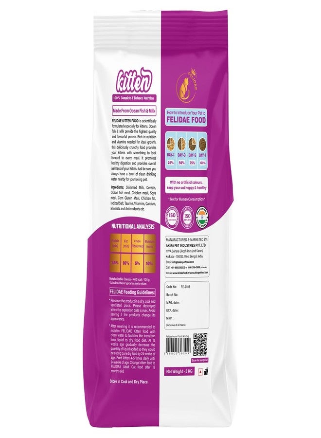 FELIDAE Kitten Food 3KG | 0-12 Months | Real Ocean Fish & Milk with Other Natural Ingredients | Pack of 1 - Image 2
