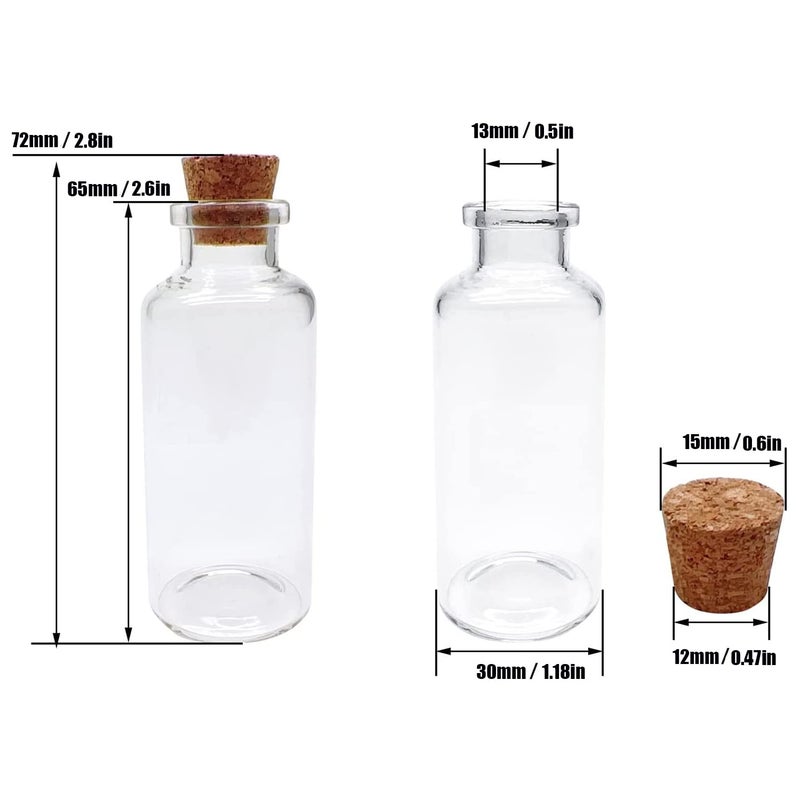 Goiio 50 Pieces 30 ML Glass Bottles with Cork Stoppers Mini Small Glass Bottles, for Wedding Favors, Crafts Home Decorations - Image 2