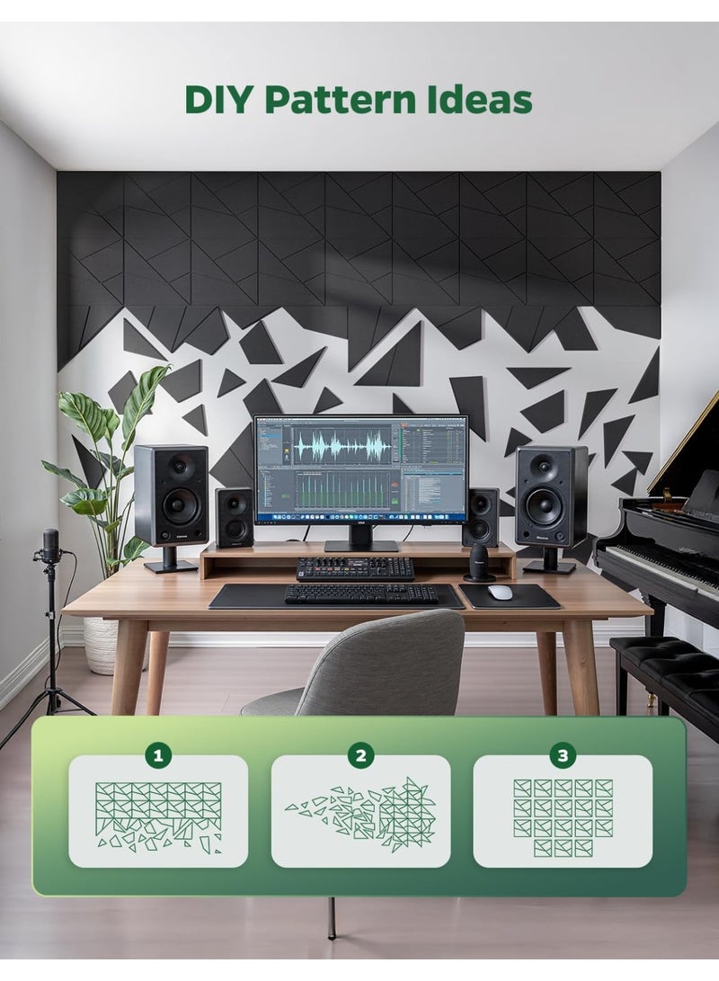 INSIJAM 12 Pack Acoustic Wall Panels with Self-Adhesive 30CM x 30CM Sound Proof Foam Panels  Decorative Soundproof Wall Panels Sound Proof Absorbing Tiles for Office Recording Studio Game Room Pared - Image 2