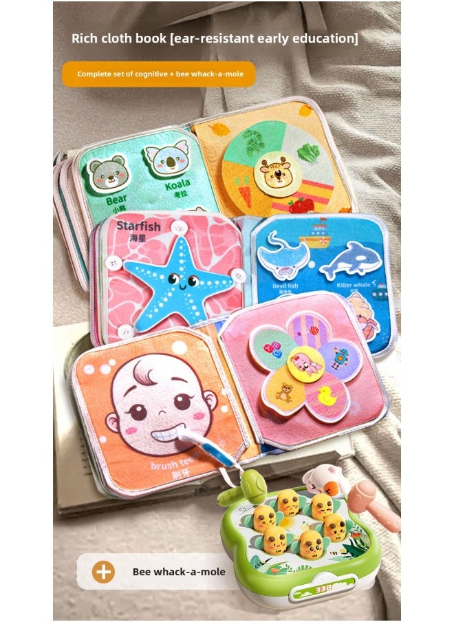 Generic - Quiet Tear-off Book For Babies Can Chew Baby Educational Early Education Cloth Book Toy 8 Hand-tearable Book 6 Can Not Tear 0 To 1 Years Old-Color:[complete Set Of Cognition] + Bee Whack-a-mole - Image 1