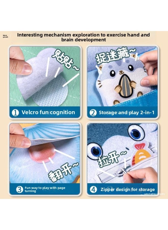Generic - Quiet Tear-off Book For Babies Can Chew Baby Educational Early Education Cloth Book Toy 8 Hand-tearable Book 6 Can Not Tear 0 To 1 Years Old-Color:[complete Set Of Cognition] + Bee Whack-a-mole - Image 1