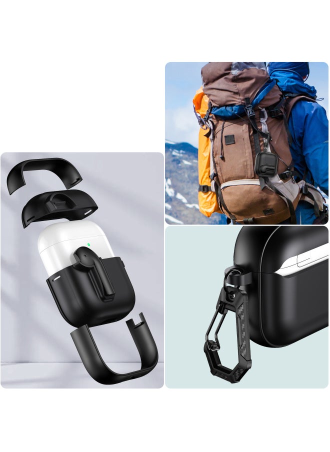 Suitable For Apple Airpods 4 Protective Case With Lock Switch Creative Headset Bluetooth Case Pro2 Soft Drop-proof Case-Color:Black Dark Blue-Applicable Models:Airpods 1/2 Generation