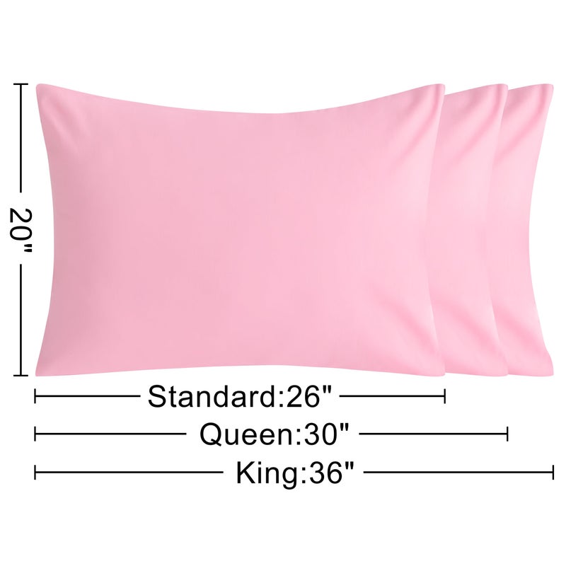 NTBAY Standard Cotton Pillowcases - Envelope Closure 20x26 Pillowcases Set of 2  Breathable and Soft Bed Pillow Cases  Pink - Image 2