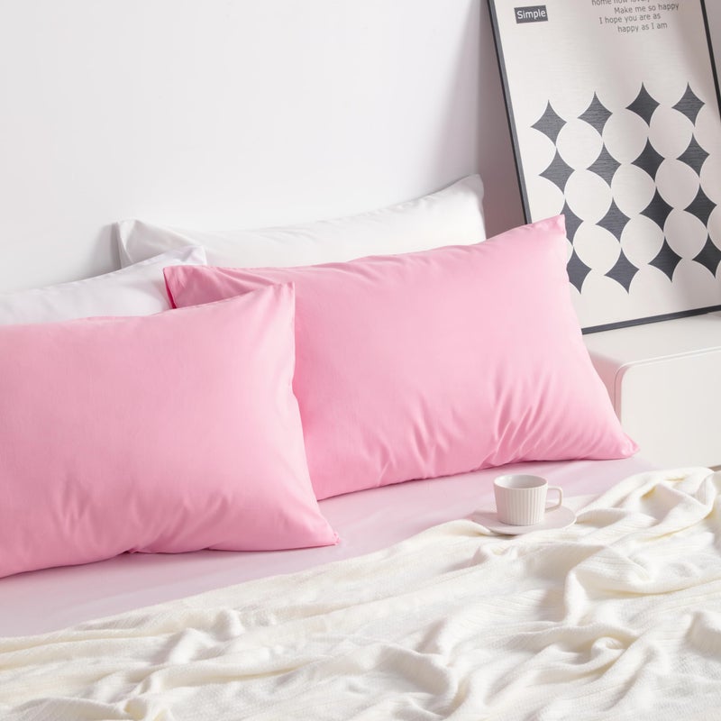 NTBAY Standard Cotton Pillowcases - Envelope Closure 20x26 Pillowcases Set of 2  Breathable and Soft Bed Pillow Cases  Pink - Image 3