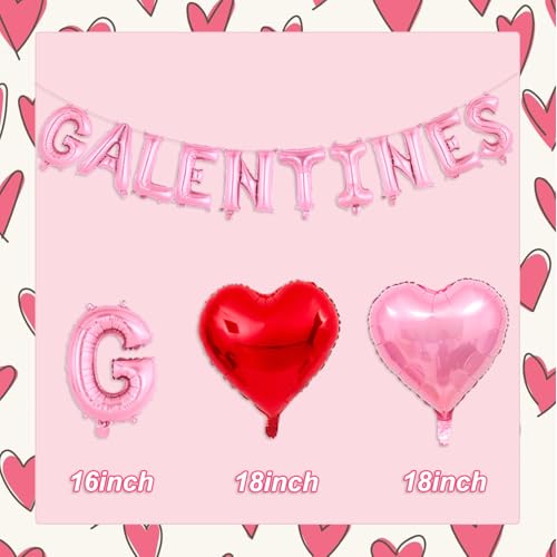 Tagberoy Pink Galentines Balloons 16 Inch Galentines Day Balloons Red Pink Heart Balloon for Galentines Party Hotel Room Office Classroom Decor - Image 5